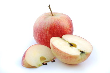 apple with water drops on white background