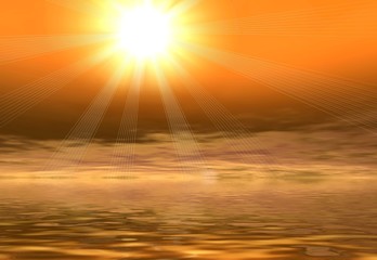 Fototapeta na wymiar sky and sun reflected in water