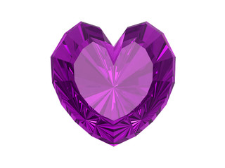 Amethyst heart isolated on white background