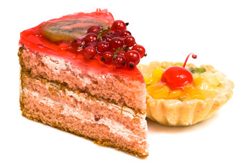 Red currant, cherry and kiwi on a celebratory pie