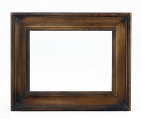 Wooden picture frame isolated on white.