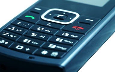 Close-up shot of a mobile phone keypad
