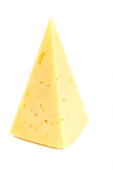 A piece of fresh cheese. Form - triangular.