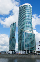 Fototapeta na wymiar Ogromny plac budowy Moscow City kompleks highrise