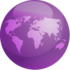 Map of the world in glossy colored sphere