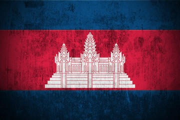 Weathered Flag Of Cambodia, fabric textured..