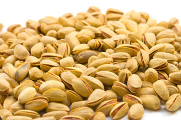 Pistachios on white