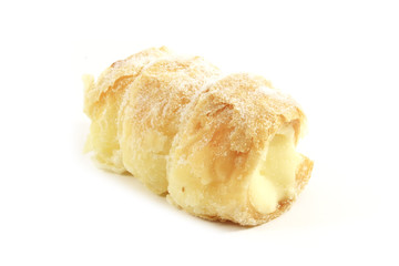 Fototapeta premium Cream Filled Cake Tarts Pastries Isolated on a White Background