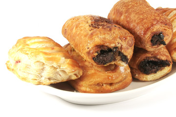 Assorted Danish Pastries Isolated on a White Background