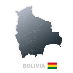 Bolivia map with official flag