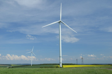 Fototapeta premium Farm of windturbines in France