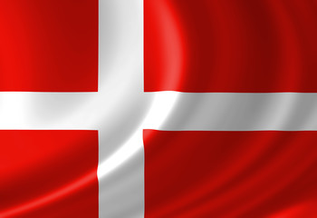 Naklejka premium Danish flag waving in the wind