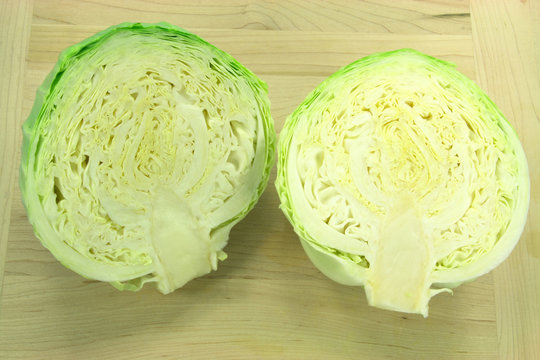 Cabbage ready to be chopped for cooking.