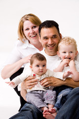 happy mixed race family portrait
