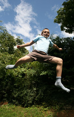 Jumping on trampoline