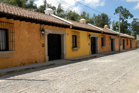 Cobble stone streets of color in Antigua Guatemala..