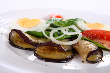 Boiled eggs with vegetable salad