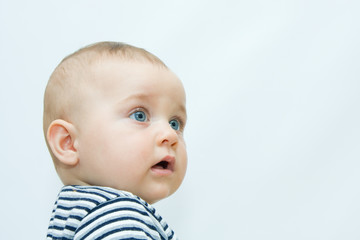 portraits of a baby boy on white background