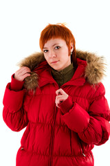 Beautiful redheaded girl on white isolated background © Vasiliy Koval