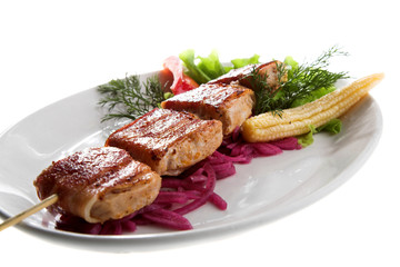 grilled meat isolated on the white background