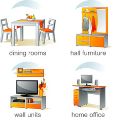 Icon set - home furniture items, part 2