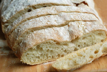 Ciabatta bread sliced - freshly baked