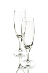 Two wine glasses isolated on the white