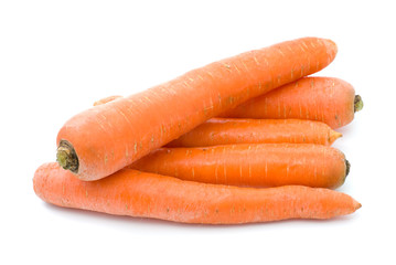 Five carrots isolated on the white background