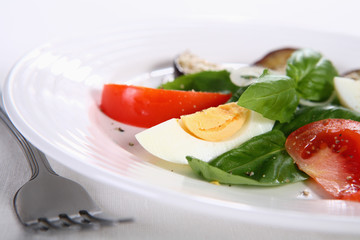 Boiled eggs with vegetable salad