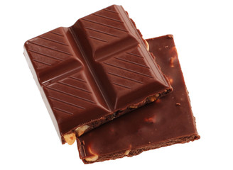 Chocolate slice isolated on white background