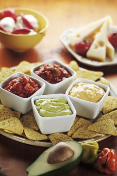 Nachos With Various Dips