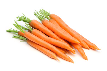 fresh carrots on white background
