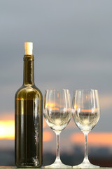 wine on sunset alcoholic background