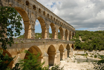 Roman aqueduct Pont du Gard in southern France