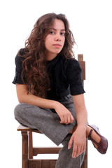 Young girl posing, isolated over white background
