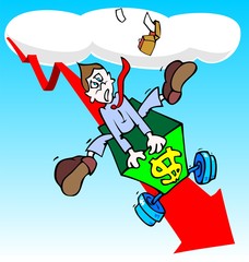 Businessman going down