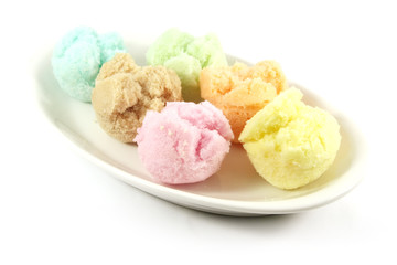 Assorted Ice Cream Flavors Isolated on a White Background