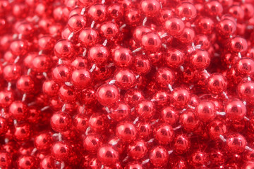 cluster of red stringed sparkling christmas beads