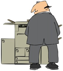 Businessman Peeing On A Copier