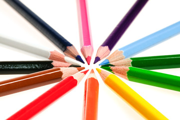 Naklejka premium Color pencils over white - back to school