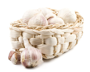 Fresh garlic on a white background. Close up.