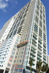 Modern building being painted