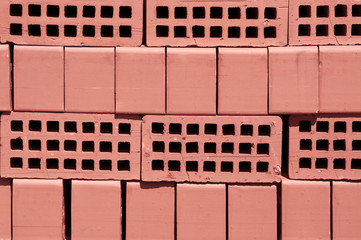 Red finishing bricks for construction