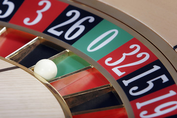 casino roulette with ball on zero