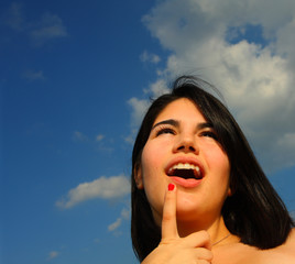 Woman on Blue Sky