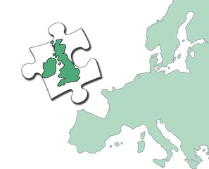 Britain on jigsaw piece separated from the rest of Europe