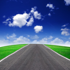 Road and green field