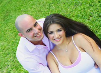 Young couple on grass