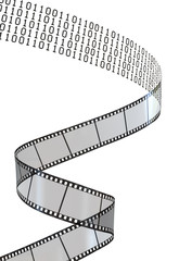 Filmstrip waving into the digital code