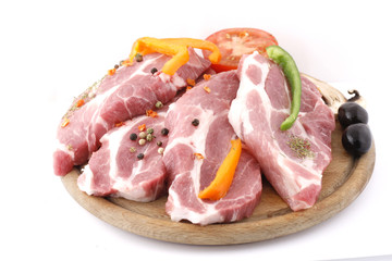 delicious pork meat on wooden plate